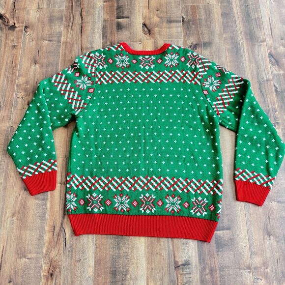 Oh My Sweater Ugly Christmas Sweater Naughty Reindeer Holiday Red Green Mens 2XL - Picture 2 of 4